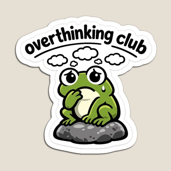 Item preview, Overthinking Club Cute Frog Meme Sticker designed and sold by MyCreatureArt.