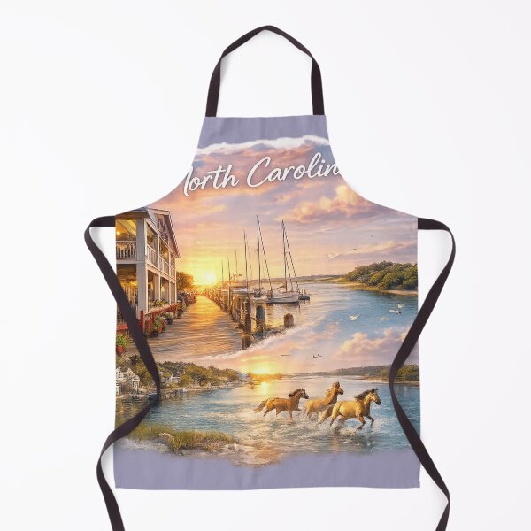 Item preview, North Carolina Beaufort Waterfront & Wild Horses Travel Sticker – Crystal Coast Coastal Scene designed and sold by SamEmbersLiving.