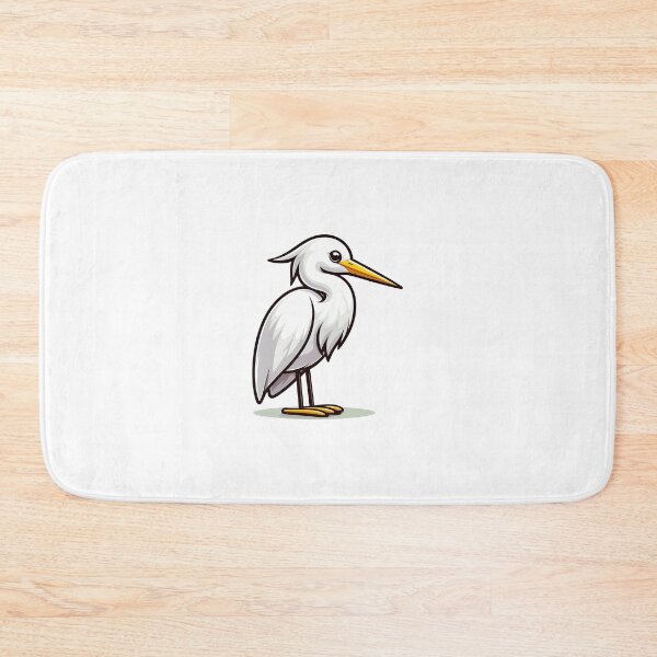 Item preview, Illustration of a white egret standing elegantly on a green patch. designed and sold by cave-canvas.
