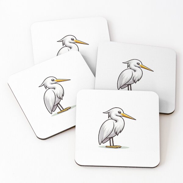 Item preview, Illustration of a white egret standing elegantly on a green patch. designed and sold by cave-canvas.