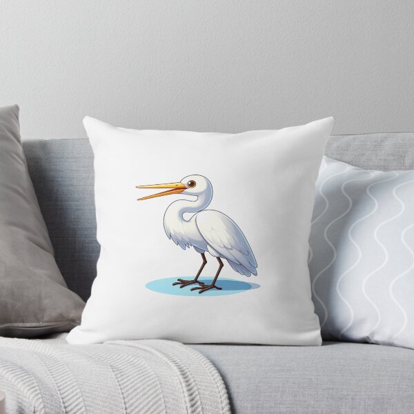 Item preview, A detailed illustration of a white heron with yellow beak, standing gracefully on water. designed and sold by cave-canvas.