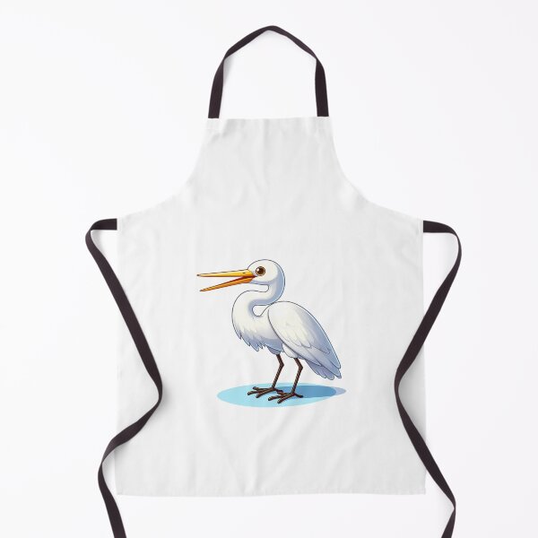 Item preview, A detailed illustration of a white heron with yellow beak, standing gracefully on water. designed and sold by cave-canvas.
