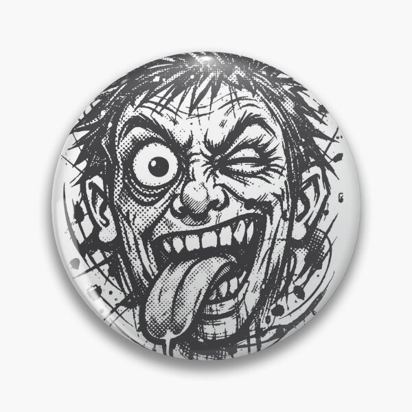 Item preview, A chaotic crazy face illustrated with distorted sketch lines. The exaggerated expression creates a bold graphic character. designed and sold by Dejbar.
