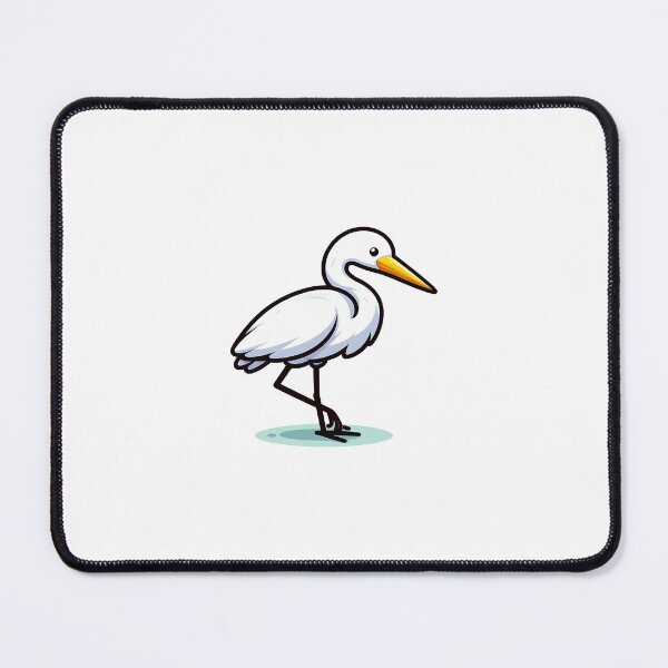 Item preview, A graceful white heron with a yellow beak stands elegantly on one leg. designed and sold by cave-canvas.