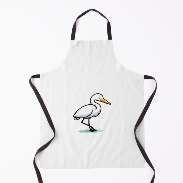 Item preview, A graceful white heron with a yellow beak stands elegantly on one leg. designed and sold by cave-canvas.
