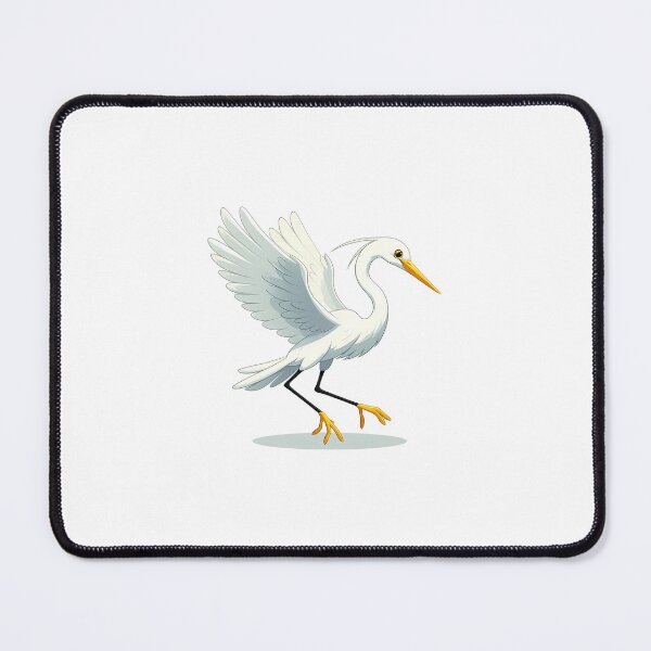 Item preview, A graceful white heron with outstretched wings, showcasing vibrant yellow feet and a keen eye. designed and sold by cave-canvas.