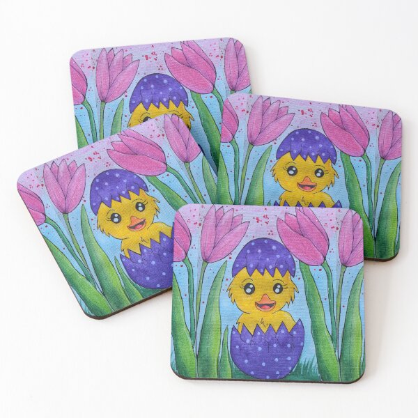Item preview, Easter chick and tulips designed and sold by Paintedhues.