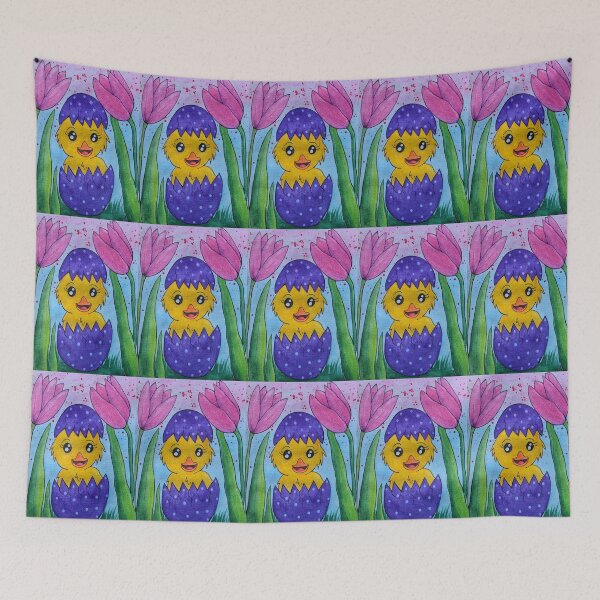 Item preview, Easter chick and tulips designed and sold by Paintedhues.