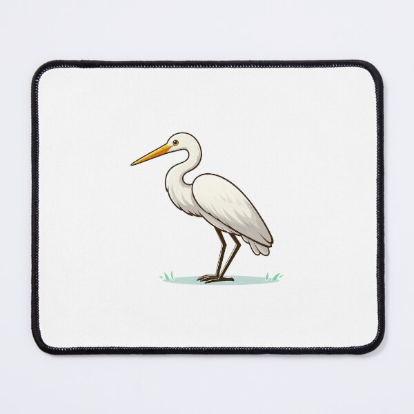 Item preview, Cartoon illustration of a white bird standing gracefully on green grass. designed and sold by cave-canvas.