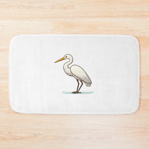 Item preview, Cartoon illustration of a white bird standing gracefully on green grass. designed and sold by cave-canvas.