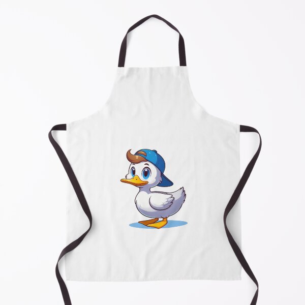 Item preview, Adorable cartoon duck wearing a blue cap, featuring big bright eyes and a cheerful expression. designed and sold by cave-canvas.