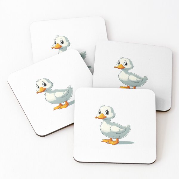 Item preview, A cute cartoon duckling with big expressive eyes and orange feet, standing in a friendly pose. designed and sold by cave-canvas.