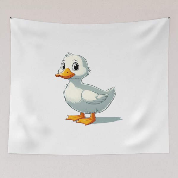 Item preview, A cute cartoon duckling with big expressive eyes and orange feet, standing in a friendly pose. designed and sold by cave-canvas.