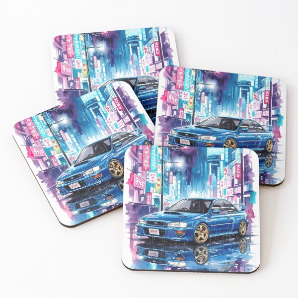 Item preview, Subaru Impreza WRX STI 22B Neon City Art JDM Rally Legend Cyberpunk Illustration designed and sold by Motorline44.