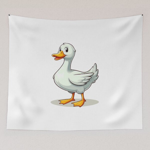 Item preview, A cheerful cartoon duck standing tall with a bright smile and vibrant orange feet. designed and sold by cave-canvas.