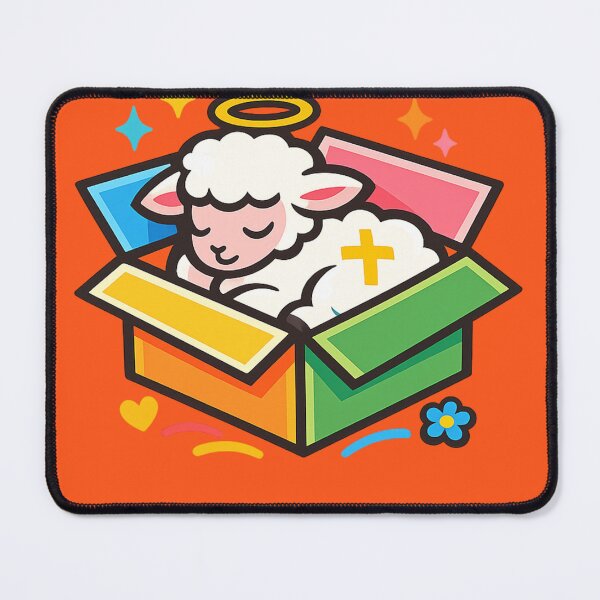 Item preview, Minimalist design of a stylized lamb inside a box  designed and sold by Moonshroomarts.