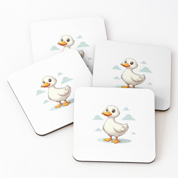 Item preview, Cute cartoon duckling standing proudly against a bright, fluffy cloud background. designed and sold by cave-canvas.