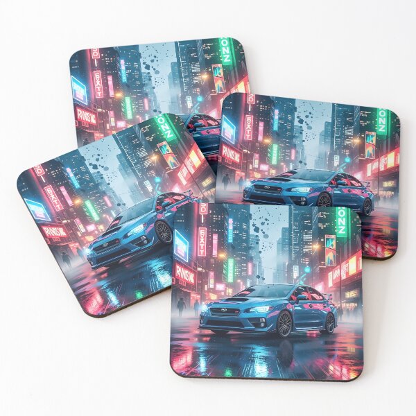 Item preview, Subaru WRX STI Neon City Art JDM Rally Performance Cyberpunk Illustration designed and sold by Motorline44.