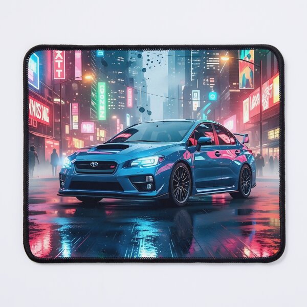 Item preview, Subaru WRX STI Neon City Art JDM Rally Performance Cyberpunk Illustration designed and sold by Motorline44.