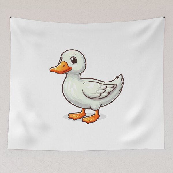 Item preview, Cute cartoon duck with a white body and orange feet, smiling playfully. designed and sold by cave-canvas.