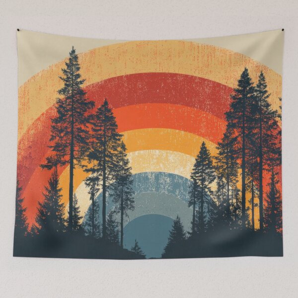 Item preview, Colorful sunset over a forest designed and sold by anytka.