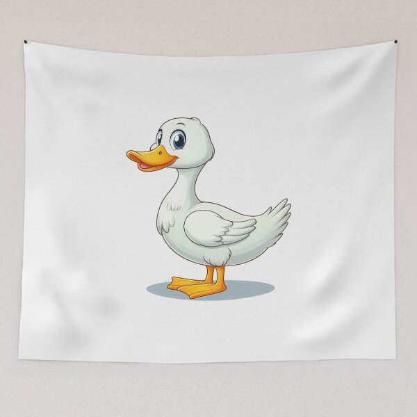 Item preview, A cheerful cartoon duck with a bright yellow beak and feet, standing proudly against a simple background. designed and sold by cave-canvas.