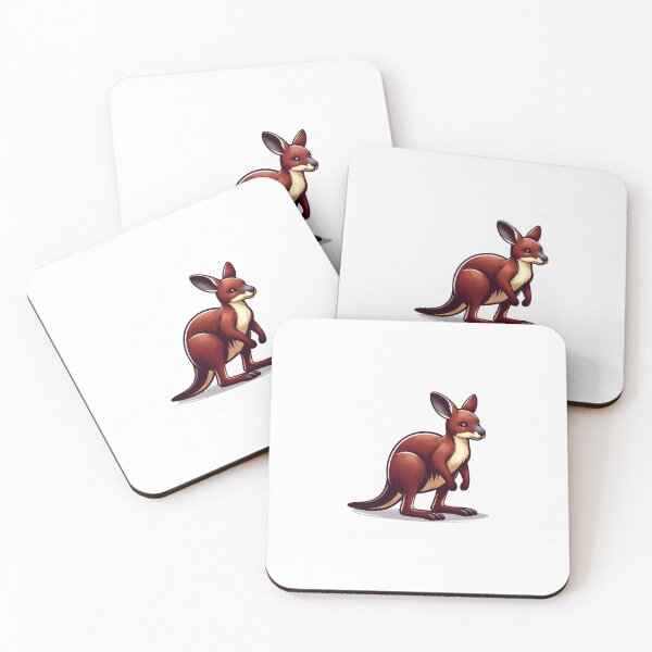 Item preview, A cute cartoon kangaroo with brown fur and a friendly expression, standing on two legs. designed and sold by cave-canvas.
