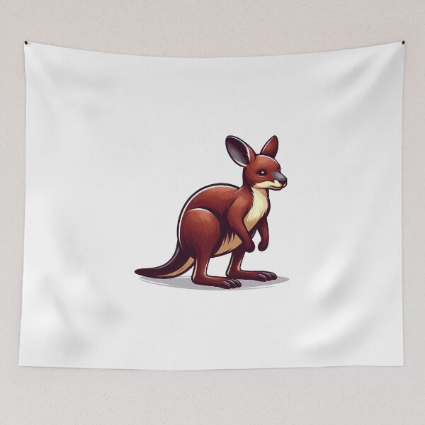 Item preview, A cute cartoon kangaroo with brown fur and a friendly expression, standing on two legs. designed and sold by cave-canvas.