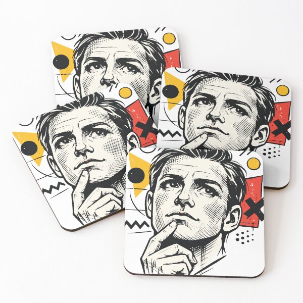 Item preview, A thoughtful portrait illustrated with abstract line accents. The design has a modern conceptual feel. designed and sold by Dejbar.