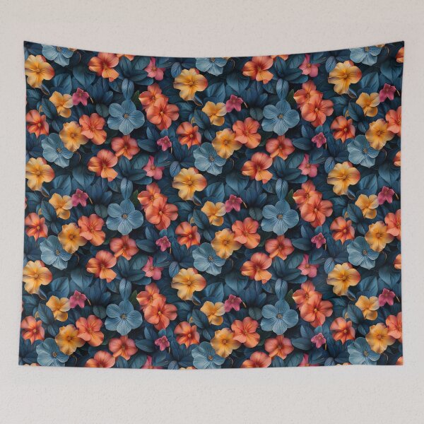 Item preview, Deep Teal and Sunset Orange Floral Pattern designed and sold by NTGUILTY.