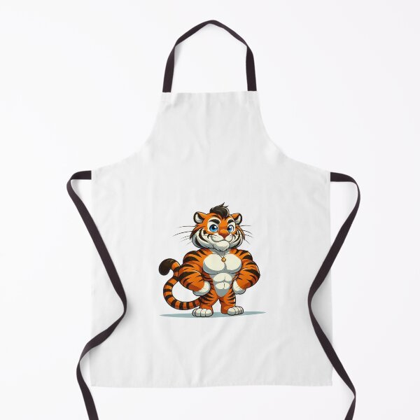 Item preview, A muscular cartoon tiger character with a confident expression, showcasing vibrant orange and black stripes. designed and sold by cave-canvas.