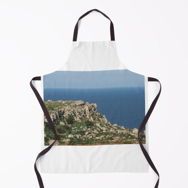 Item preview, Rocky Coastal Cliff Overlooking Calm Blue Sea With Mediterranean Shrubland And Distant Horizon designed and sold by Nmallia.