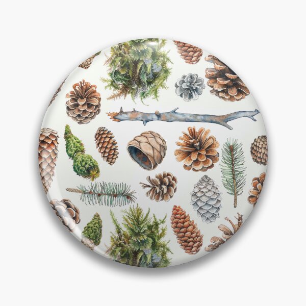Item preview, Rustic Watercolor Forest Pinecone and Moss Pattern designed and sold by NTGUILTY.