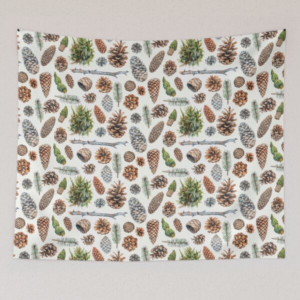 Item preview, Rustic Watercolor Forest Pinecone and Moss Pattern designed and sold by NTGUILTY.