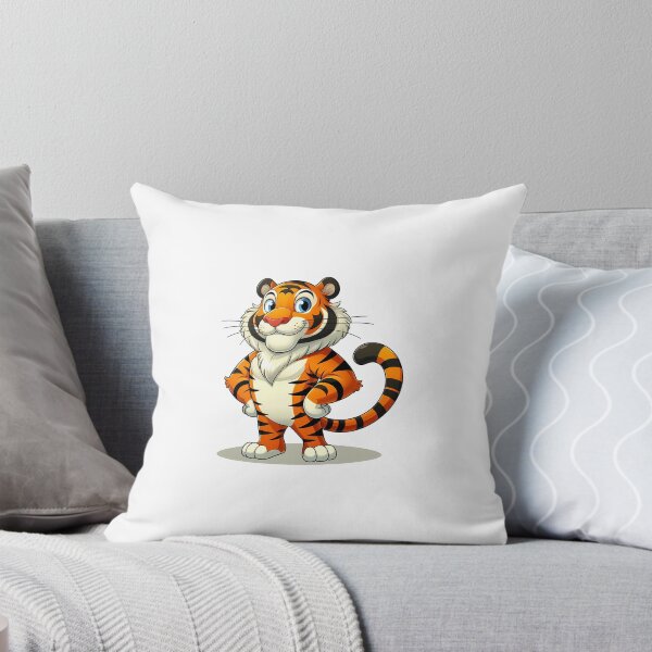 Item preview, Cheerful cartoon tiger character with vibrant colors, expressing confidence in a playful pose. designed and sold by cave-canvas.