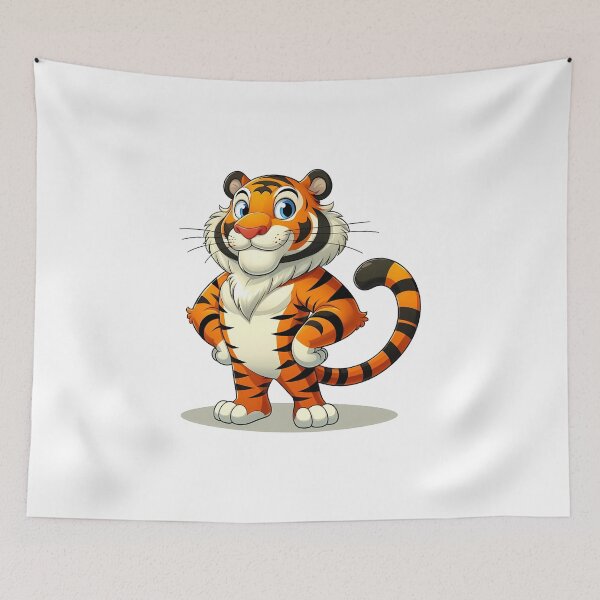 Item preview, Cheerful cartoon tiger character with vibrant colors, expressing confidence in a playful pose. designed and sold by cave-canvas.
