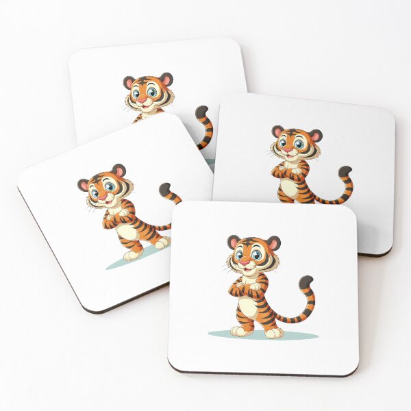 Item preview, Colorful cartoon tiger character with a playful pose, showcasing vibrant orange and black stripes. designed and sold by cave-canvas.