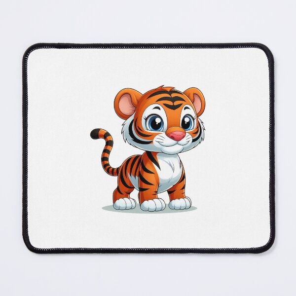 Item preview, Adorable cartoon baby tiger with bright orange and black stripes, big blue eyes, and a cheerful expression. designed and sold by cave-canvas.