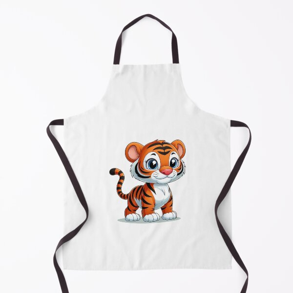 Item preview, Adorable cartoon baby tiger with bright orange and black stripes, big blue eyes, and a cheerful expression. designed and sold by cave-canvas.