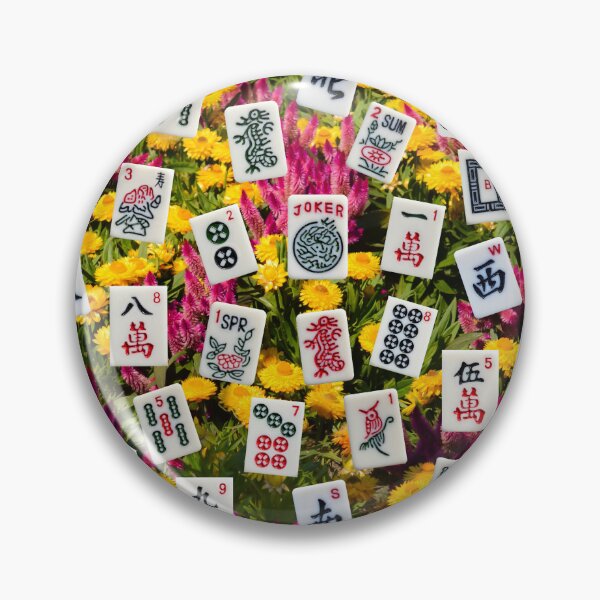 Item preview, Mahjong tiles (symbols) on colorful wildflowers  designed and sold by Zina Stromberg.