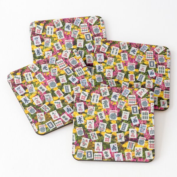 Item preview, Mahjong tiles (symbols) on colorful wildflowers  designed and sold by Zina Stromberg.