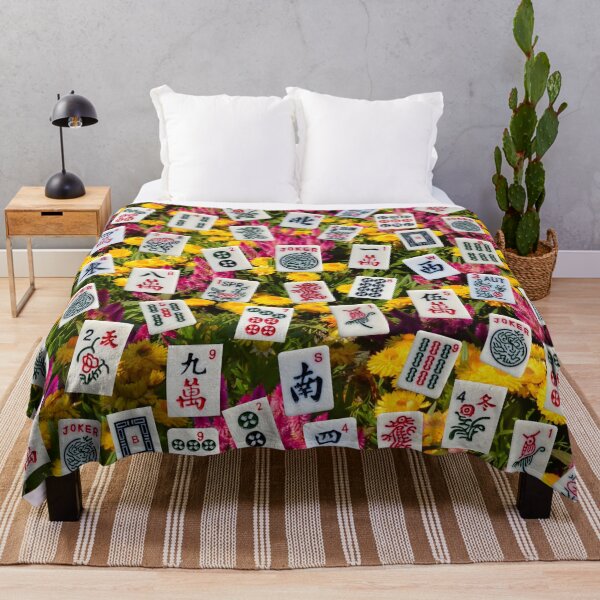 Item preview, Mahjong tiles (symbols) on colorful wildflowers  designed and sold by Zina Stromberg.