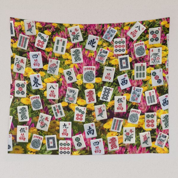 Item preview, Mahjong tiles (symbols) on colorful wildflowers  designed and sold by Zina Stromberg.