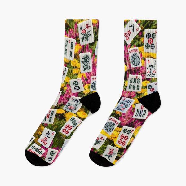 Item preview, Mahjong tiles (symbols) on colorful wildflowers  designed and sold by Zina Stromberg.