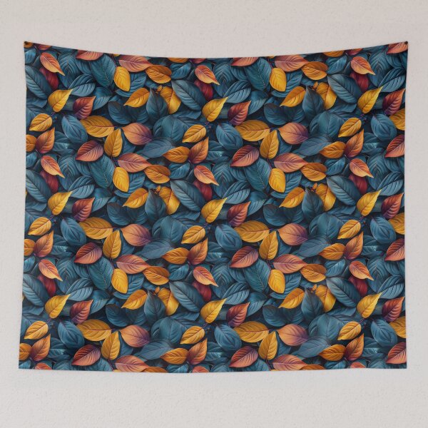 Item preview, Deep Navy and Forest Teal Moody Leaf Pattern designed and sold by NTGUILTY.