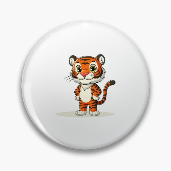 Item preview, Cute cartoon tiger with vibrant orange and black stripes, standing confidently with a friendly smile. designed and sold by cave-canvas.