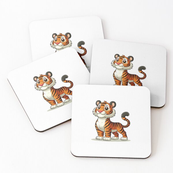 Item preview, Cute cartoon tiger with a friendly expression standing proudly, showcasing its vibrant orange and black stripes. designed and sold by cave-canvas.