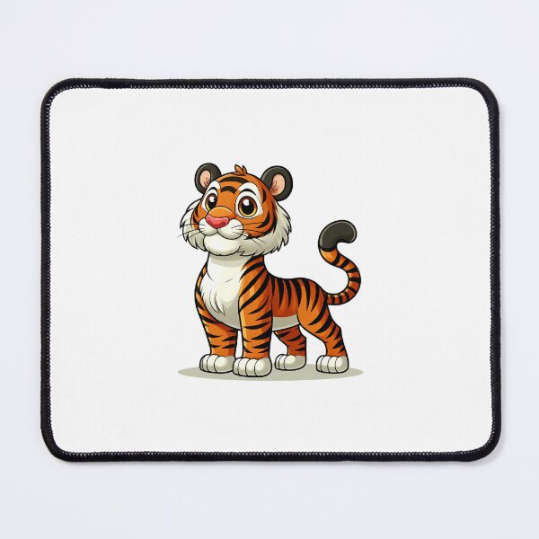 Item preview, Cute cartoon tiger with a friendly expression standing proudly, showcasing its vibrant orange and black stripes. designed and sold by cave-canvas.