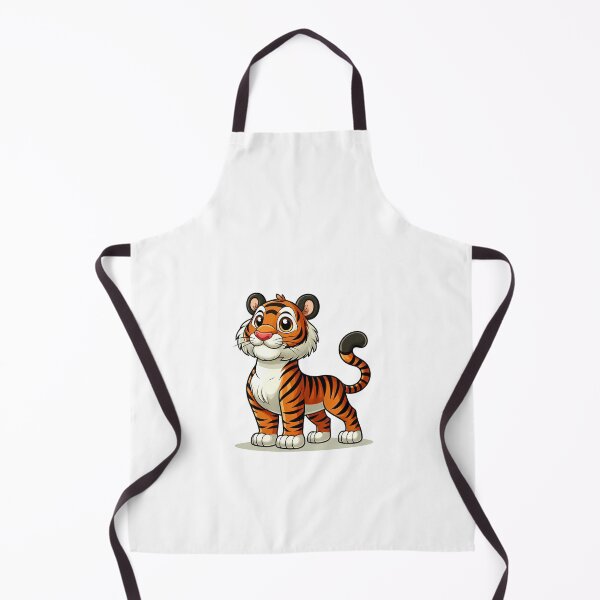 Item preview, Cute cartoon tiger with a friendly expression standing proudly, showcasing its vibrant orange and black stripes. designed and sold by cave-canvas.