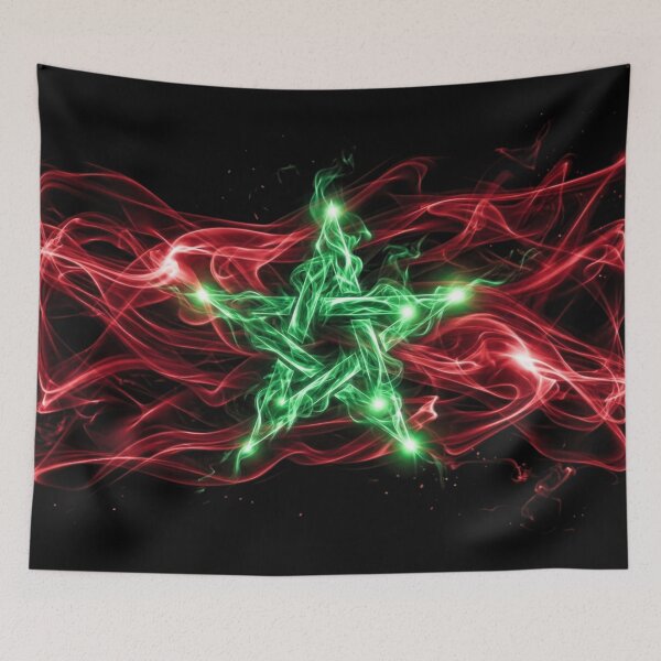 Item preview, Morocco Flag Abstract Energy Smoke Art designed and sold by FUIRY .